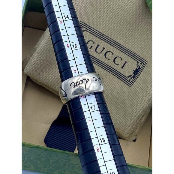 Authentic Gucci Sterling Silver “Love” Engraved Ring – Size 6 - Picture 3 of 5
